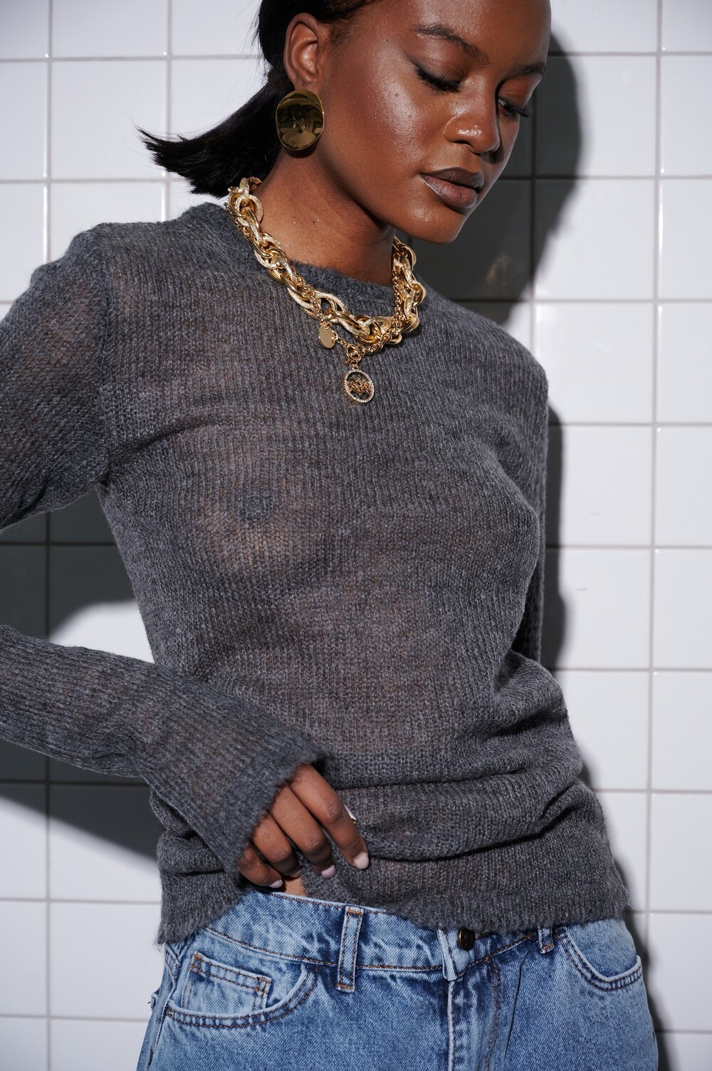 Mohair long sleeve grey